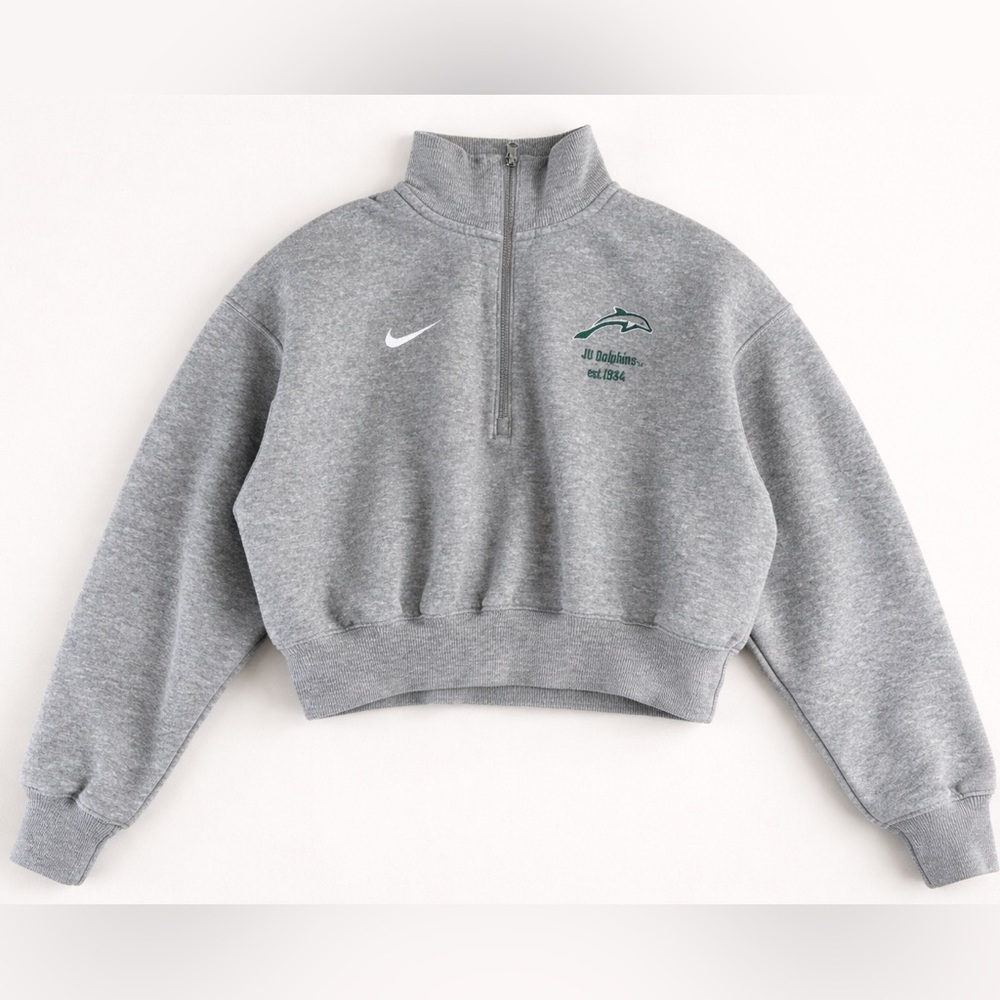 Nike JU Dolphins Cropped Quarter Zip Sweatshirt XS Gray Minimalist Athleisure - Picture 2 of 12